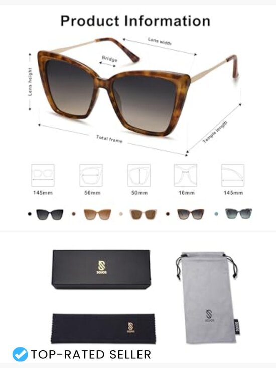 Trendy Polarized Sunglasses for Women Retro Oversized Square Cat Eye UV main image 3